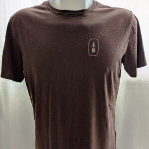 Bass Outdoor Brown Tee (L) – “Be Outside” Maine Flag Graphic, Soft Faded Fit